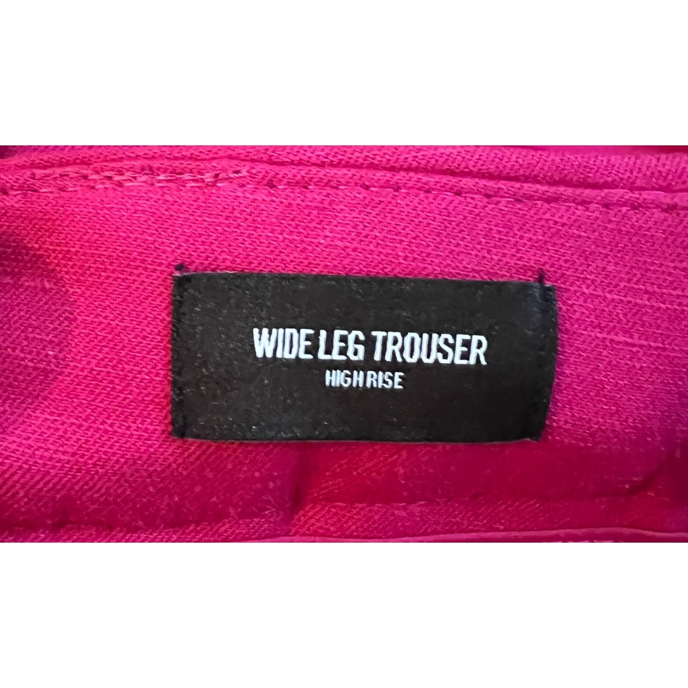 Express Wide Leg High Rise Trouser Pants Linen Blend Pink 4R NWT Barbiecore - Picture 4 of 12